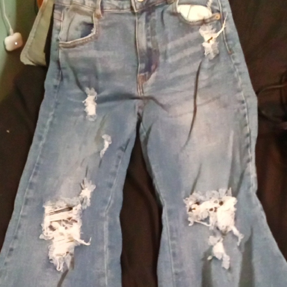 Rue21 Blue Distressed Boot Cut Jeans